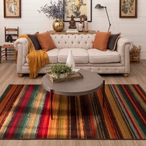 Indoor/Outdoor Area Rug, 5&#39; X 8&#39;, Multicolored Mohawk Home Avenue Stripe. - £58.23 GBP
