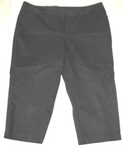 Black Polished Cotton Spandex Cropped Pants Misses Sz 14W Worthington - £9.43 GBP