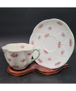 Vintage Shelley England ROSEBUD Floral Flat Coffee Tea Cup &amp; Saucer Set - $19.79