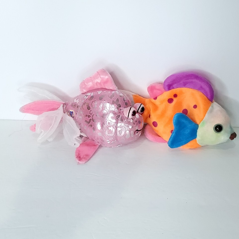 Ganz Webkinz Pink Glitter Fish And Lips Plush Stuffed Animal No Code Lot... - $18.50