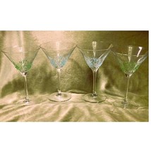 Vintage Moser Colored &quot;Rock Salt&quot; Martini Glasses (2 green, 2 blue)-RARE - $98.01