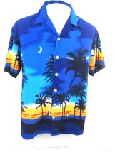 KENNINGTON vintage 1990s Men Hawaiian ALOHA shirt p2p 25.5&quot; L silhouette camp - £14.78 GBP