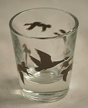 Flight Geese Libbey Shot Glass Wildlife Landscape Drink Barware Bar Vintage MCM - £7.78 GBP