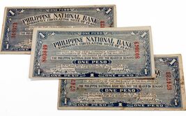 1941 Philippines National Bank - Cebu 1 peso Notes, Lot of 3 P-S215 - $61.35