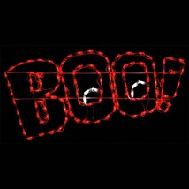 NEW BOO Halloween Sign with Eyes Outdoor LED Lighted Decoration Steel Wi... - $297.48