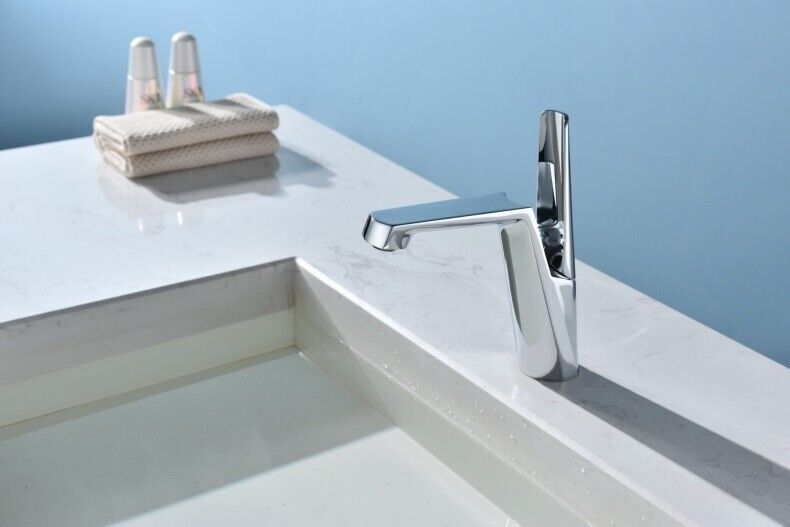 Single hole Chrome Bathroom Sink Faucet Mixer Tap deck mounted - $98.99