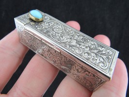 Antique Sterling Silver Lipstick Holder with Mirror Hand Wrought Italy T... - £67.63 GBP