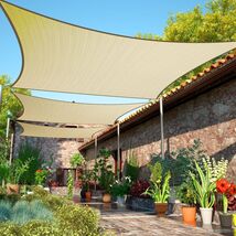 ShadeMart 10' x 20' Beige Sun Shade Sail UPF50 Rectangle Canopy Fabric C... - $91.80