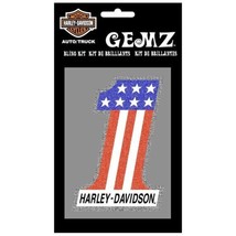 harley-davidson motorycles logo american flag bling die cut emblem sticker decal - £18.67 GBP