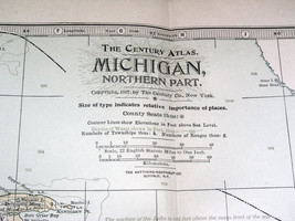 1897 Antique Dated Map Of Northern Part Of Michigan / Sault Ste. Marie - £21.26 GBP