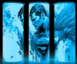 Glow in the Dark Superman Superhero Painting Style Cup Mug  Tumbler 20oz - £18.06 GBP