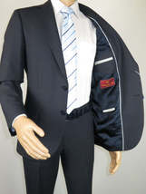 Men Suit BERLUSCONI Turkey Italian Wool 180's Single Breasted 623-03 Navy Plaid image 6