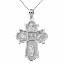 925 Sterling Silver Catholic Holy Spirit Four Way Cross Pendant Necklace - £31.22 GBP+