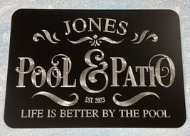 Personalized Custom Name Diamond Etched Pool &amp; Patio Metal Welcome Sign 10x7 - £20.74 GBP