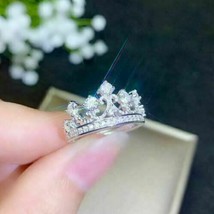 2CT  Lab Created VVS1/D Diamond Pretty Crown Engagement Ring 14K White G... - £112.10 GBP
