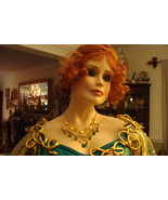 Thalia doll by Nola Trollip SIGNED, 31&quot;, emerald and gold PORCELAIN GORG... - £302.14 GBP