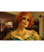 Thalia doll by Nola Trollip SIGNED, 31&quot;, emerald and gold PORCELAIN GORG... - $518.57 CAD