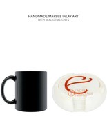 White Marble Inlay Stone Round Coaster Set Handmade Art Kitchen Decor E2002 - $288.77 CAD