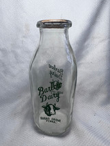Vtg Barlow Dairy Sugar Grove Penna. 1 Qt  Milk Bottle Clear Glass Gribbl... - $39.95