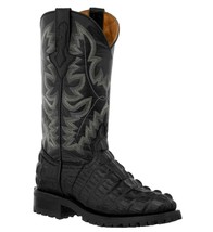 Mens Motorcycle Biker Boots Alligator Pattern Leather Black Cowboy Round Toe - £120.18 GBP