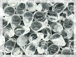 50 Czech Glass Teardrop Beads Clear Jewelry Supplies 9mm Set - £12.24 GBP