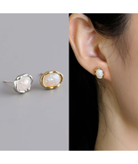 Oval Opal Stud Earrings Gold,Silver Dainty Daily Opal Earrings Stud Fine... - £10.01 GBP
