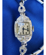Earth mined Diamond Art Deco Ladies Elgin Watch Gatsby era Vintage Plati... - $1,610.25