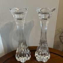 Set Of Two Crystal Island Breeze Candlesticks By Lenox 9” - £22.42 GBP