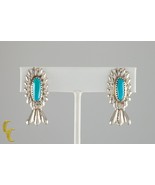 Sterling Silver Turquoise Sun Ray Clip-On Earrings Gorgeous! - $178.20