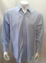 Alfred Sung Blue Diamond Pattern L/S Button Front Men&#39;s Dress Shirt Size... - $9.79