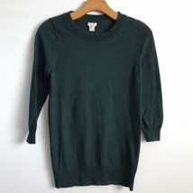 J Crew Wool Sweater S Green Crew Neck Fine Knit Preppy Pullover Long Sle... - £8.12 GBP