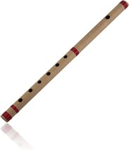 Genuine Indian 17-Inch Wooden Bamboo Flute In The Key Of &quot;A&quot; Fipple Woodwind - £29.77 GBP