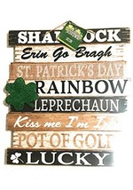 St Patrick Happy Day Shamrock Hanging Wall Plaque Sign with Words Lucky,... - £5.46 GBP