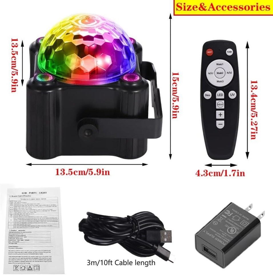 Versatile Disco Ball Light with UV and Sound Activation - Perfect for Parties Item image 6