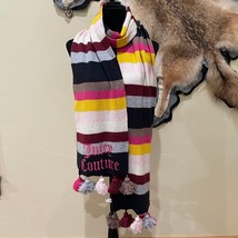 Juicy Couture Rugby Wool/Casmere Scarf with Stripes PomPoms - $36.24