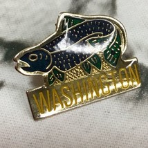 Washington Salmon Fish Enamel Vintage Collectible Hat Lapel Pin - £7.76 GBP