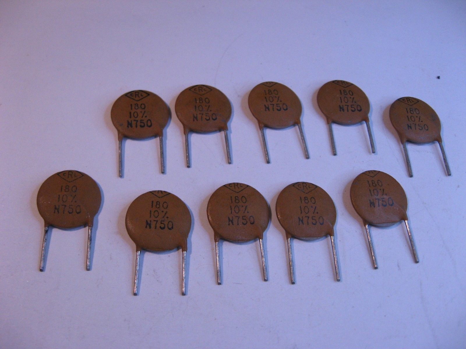 Capacitor Ceramic Disc 180pF 10% 500V N750 Centralab - NOS Qty 10 - $5.69