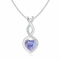 Tanzanite Infinity Heart Pendant with Diamonds in Silver (Grade- A, Size- 6MM) - £298.47 GBP