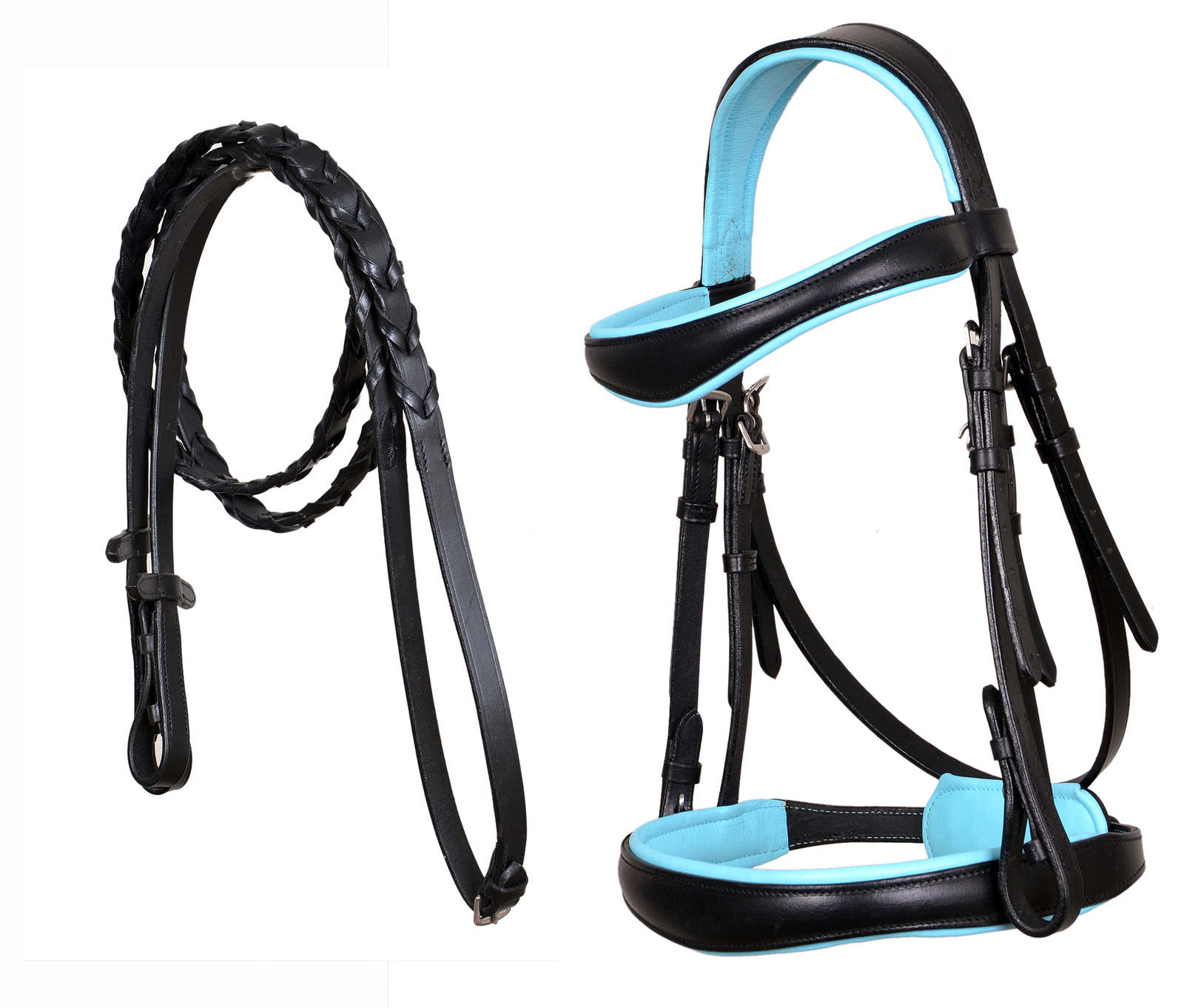 Horse English All-Purpose Pleasure Black Padded Leather Bridle Reins 803... - $59.39