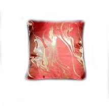 Decorative Pillow, Red Gold Metallic Jacquard, Red Velvet,  Decor Pillow, 16x16&quot; - £31.36 GBP