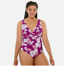 Freshwater Swimsuit Size 3X Purple Floral One Piece Adjustable Straps Wo... - $37.22