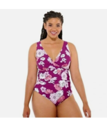Freshwater Swimsuit Size 3X Purple Floral One Piece Adjustable Straps Wo... - £29.27 GBP