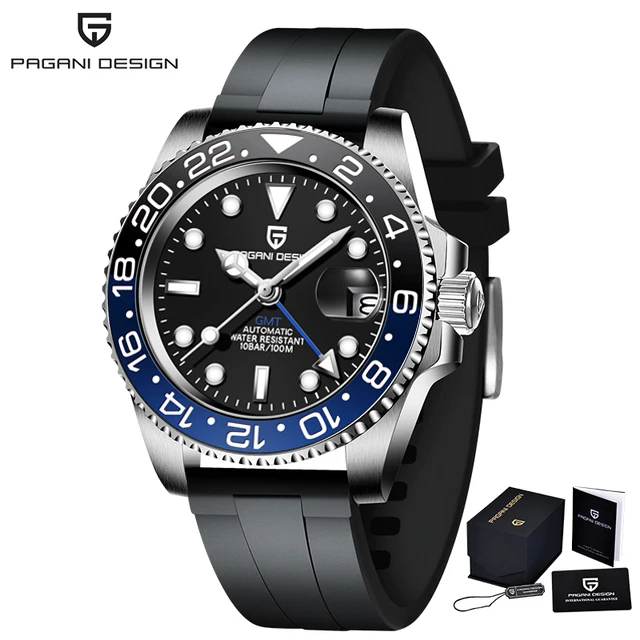 Pagani Design V3 Version Gmt Men&#39;s Sapphire Automatic Mechanical Watch 40MM St - £265.17 GBP