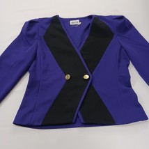Leslie Fay Petite Collections Women's Purple & Black Blazer Jacket Size 6 image 14