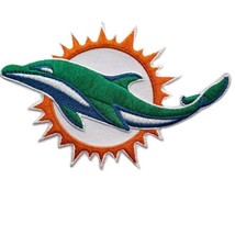 NFL Miami Dolphins Embroidered Left Logo Patch Patches Medium 4-1/4&quot; Aqua - £9.48 GBP