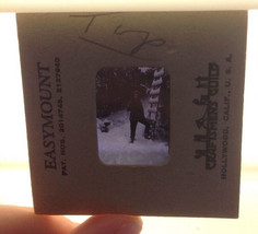 Vtg Kodachrome Woman Shoveling Snow 1940s Photograph Color Slide Easymount - £24.03 GBP
