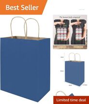 50 Pack Eco-Friendly Medium Blue Kraft Paper Bags with Handles – 8x4.75x... - $47.47