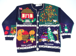 Design Options Vintage Seasons Calendar Knit Sweater Women&#39;s Size M Fall... - £52.27 GBP