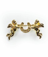 Kirk&#39;s Folly Cherubs Holding Horseshoe Lucky Angel Gold Tone Aurora Bore... - €30,33 EUR