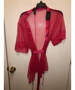 NWT Frederick&#39;s of Hollywood SZ Medium Peach Alicia Sheer Kimono Robe MS... - $18.81 CAD